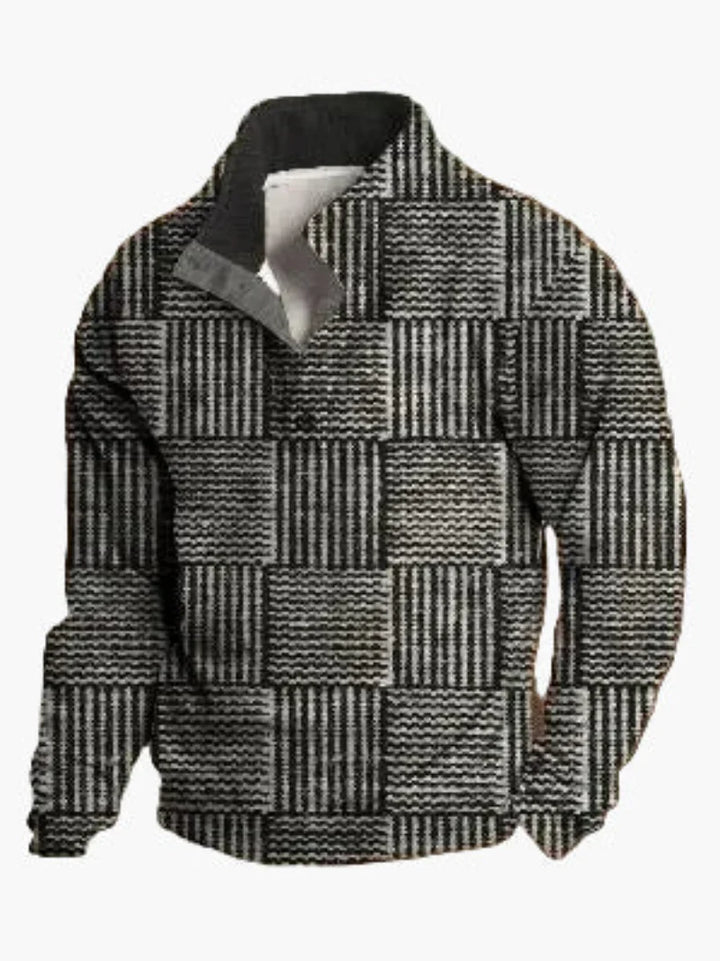 Mirla | Retro Cowboy Sweatshirt med Digitaltryck och Ståkrage - Western Casual Tröja för Utomhus och Fritid-Eva Jonsson