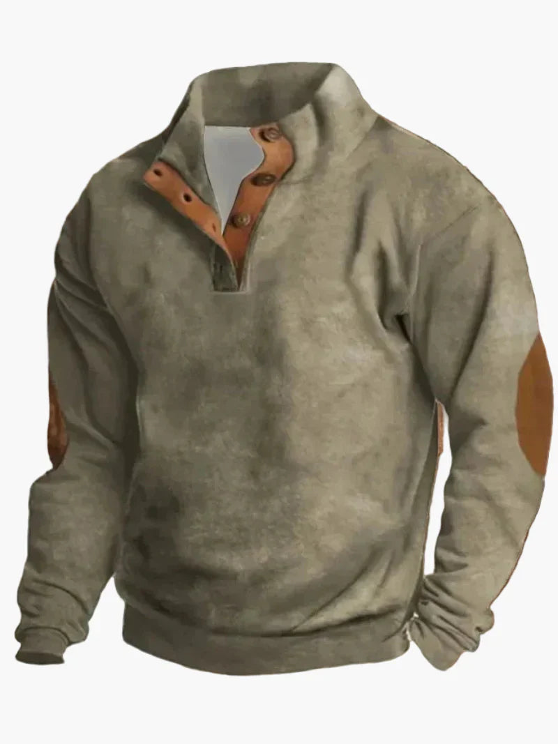 Mirla | Retro Cowboy Sweatshirt med Digitaltryck och Ståkrage - Western Casual Tröja för Utomhus och Fritid-Eva Jonsson