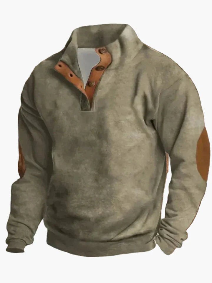 Mirla | Retro Cowboy Sweatshirt med Digitaltryck och Ståkrage - Western Casual Tröja för Utomhus och Fritid-Eva Jonsson