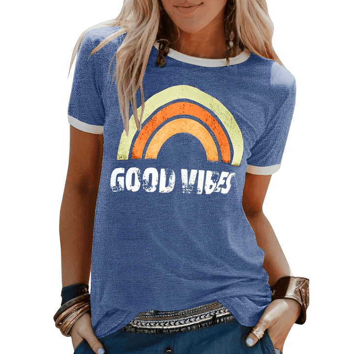 Mirla | Retro Good Vibes Grafik T-Shirt för damer-Eva Jonsson