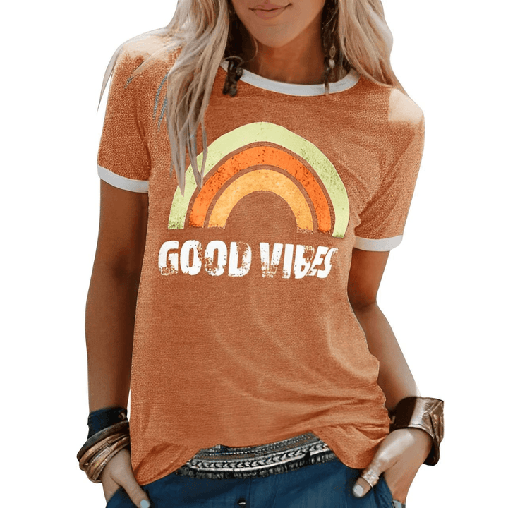 Mirla | Retro Good Vibes Grafik T-Shirt för damer-Eva Jonsson