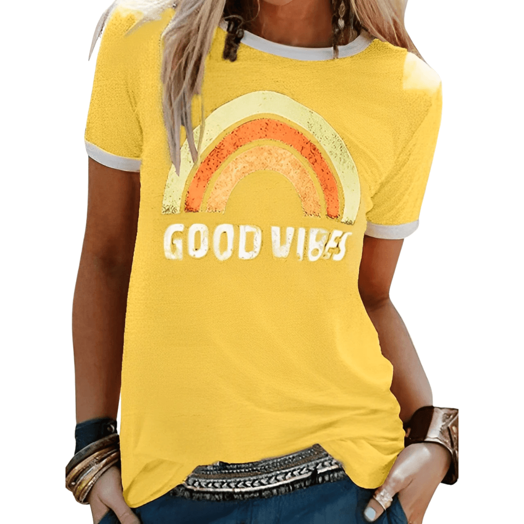 Mirla | Retro Good Vibes Grafik T-Shirt för damer-Eva Jonsson