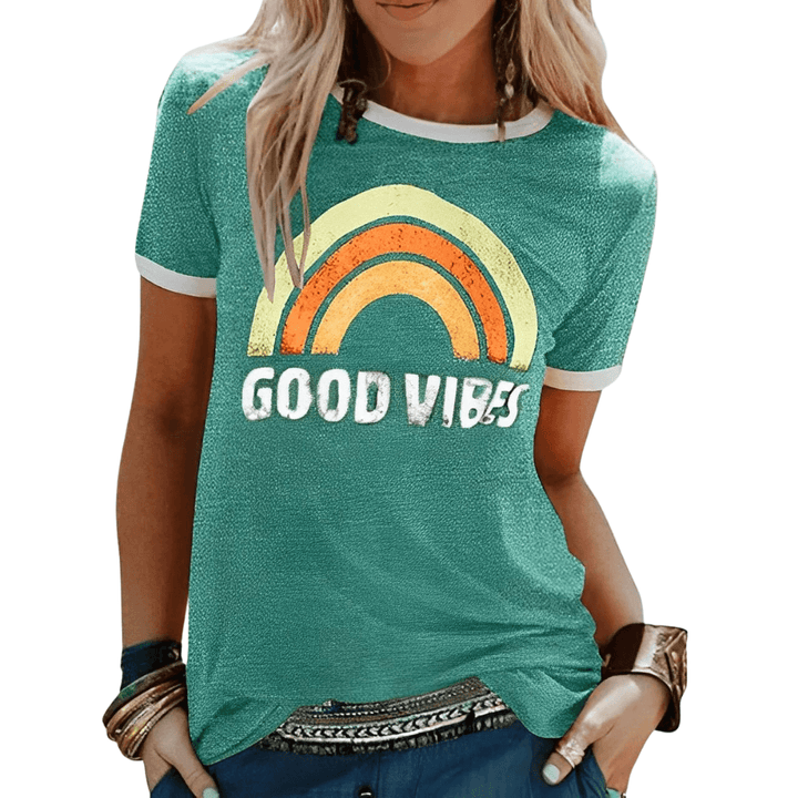 Mirla | Retro Good Vibes Grafik T-Shirt för damer-Eva Jonsson