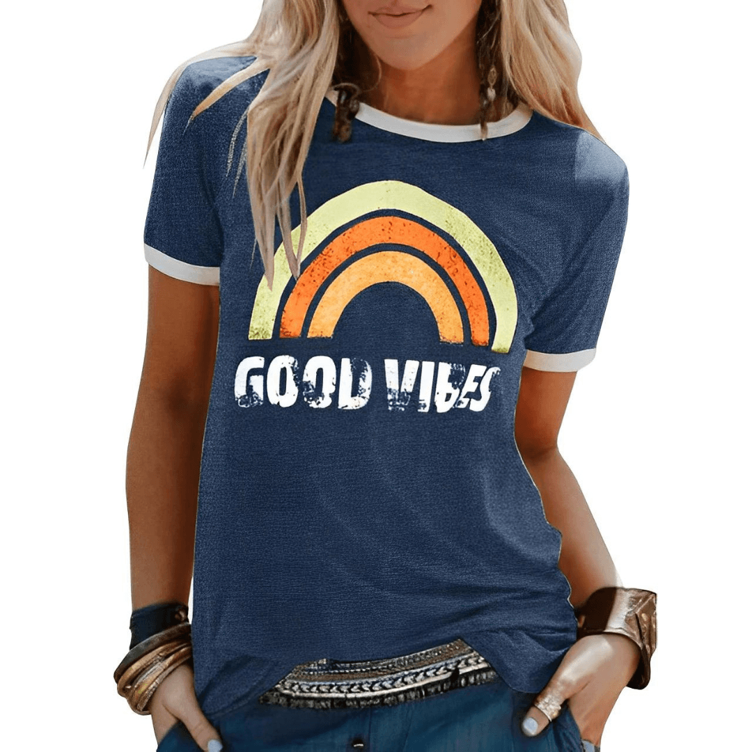 Mirla | Retro Good Vibes Grafik T-Shirt för damer-Eva Jonsson