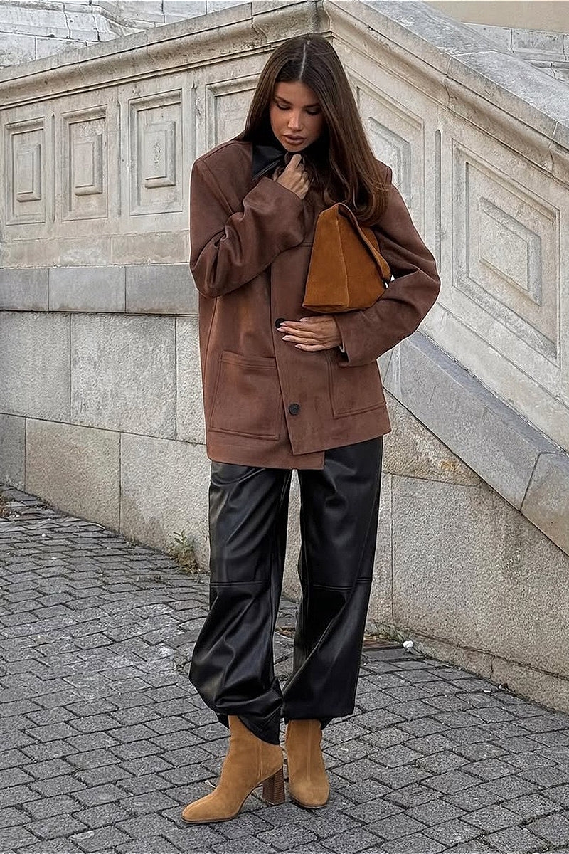 Mirla | Retro Mockaskinnkrage Kontrastjacka-Eva Jonsson
