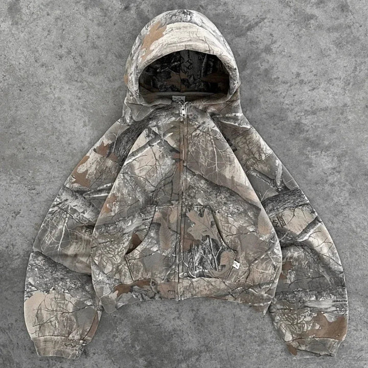 Mirla | Retro Unisex Hoodie med Kamouflagemönster-Eva Jonsson