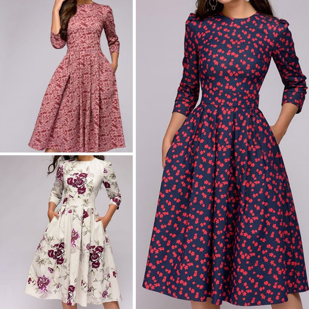 Mirla | Retrozo Elegant, Mellanlång Klänning-Eva Jonsson