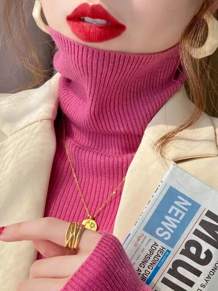 Mirla | Ribbad Rullkragepullover Basic Långärm - Mångsidig Höst & Vinterlook-Eva Jonsson