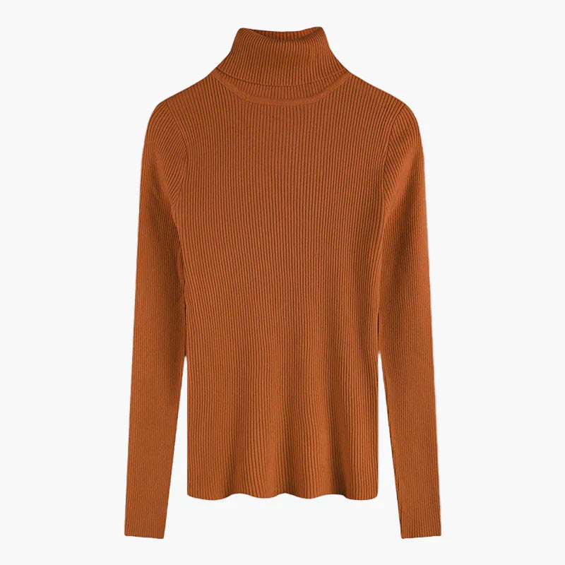Mirla | Ribbad Rullkragepullover Basic Långärm - Mångsidig Höst & Vinterlook-Eva Jonsson