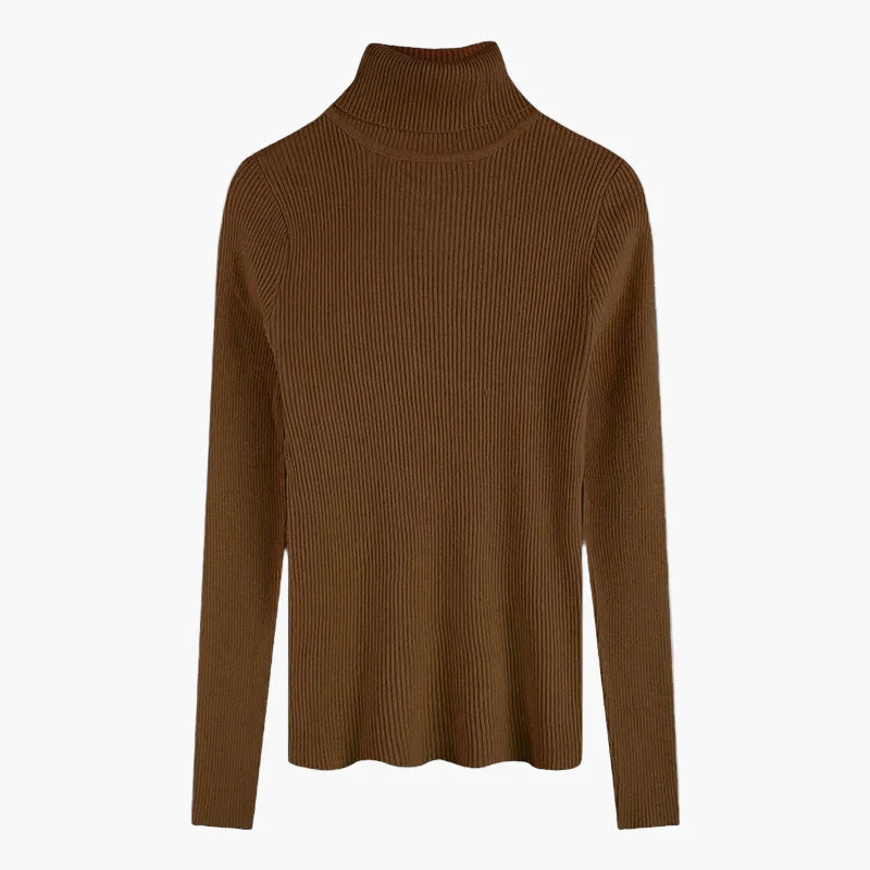 Mirla | Ribbad Rullkragepullover Basic Långärm - Mångsidig Höst & Vinterlook-Eva Jonsson