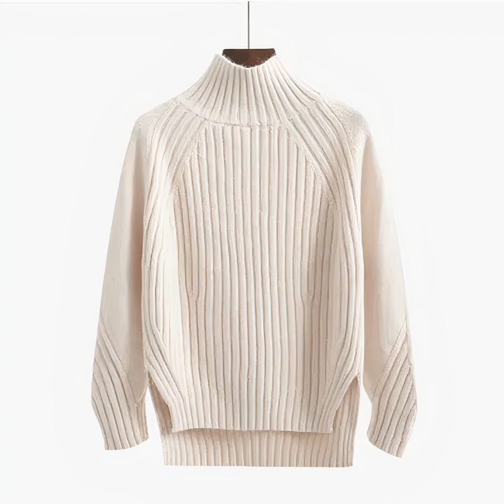 Mirla | Ribbstickad Högkragad Tröja-Eva Jonsson