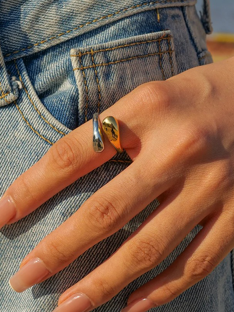 Mirla | Ring Guld Silver Av Högkvalitativt Rostfritt Stål-Eva Jonsson