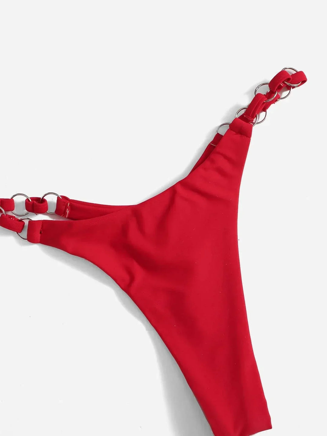 Mirla | Röd Halter-Triangle-Bikini med ringdetalj för kvinnor-Eva Jonsson