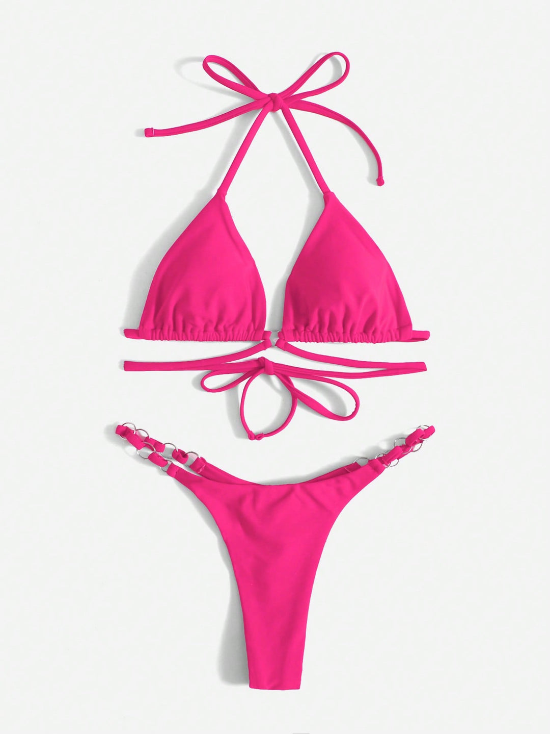 Mirla | Röd Halter-Triangle-Bikini med ringdetalj för kvinnor-Eva Jonsson