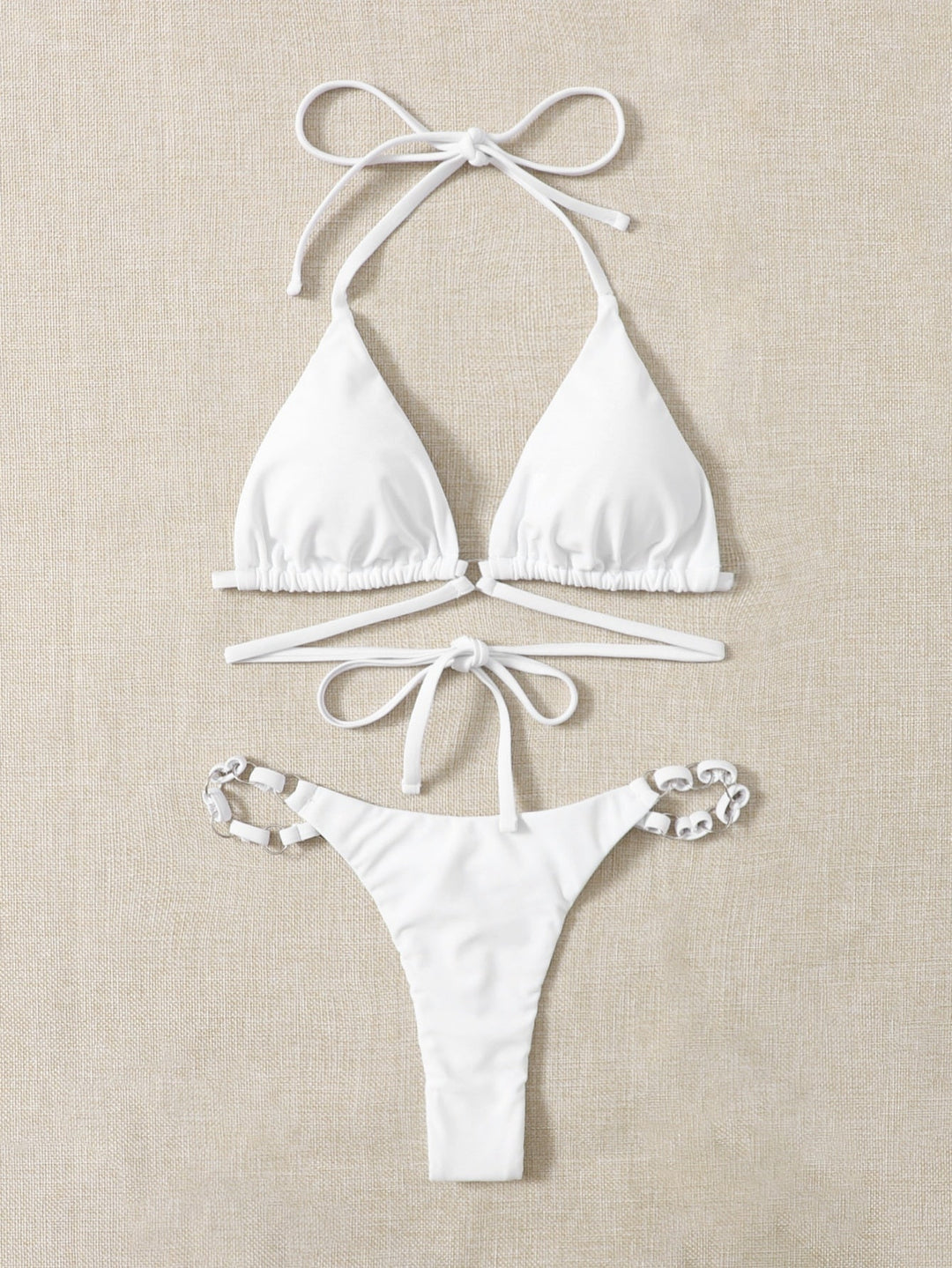 Mirla | Röd Halter-Triangle-Bikini med ringdetalj för kvinnor-Eva Jonsson