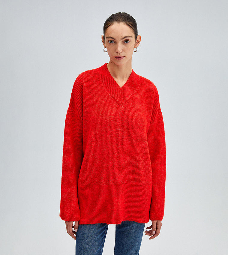 Mirla | Röd Hooded Fritidströja-Eva Jonsson