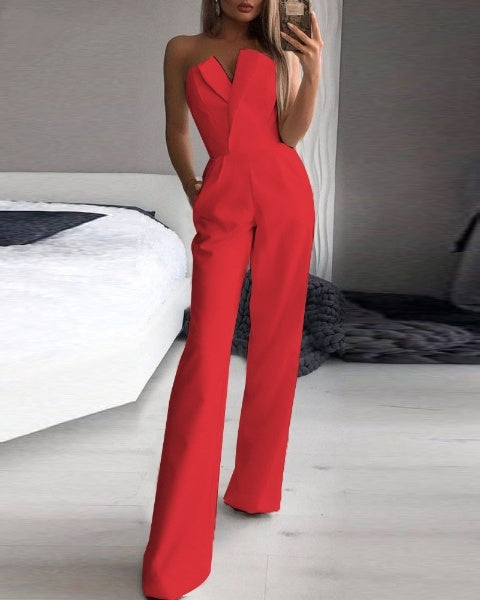 Mirla | Röd ärmlös jumpsuit-Eva Jonsson
