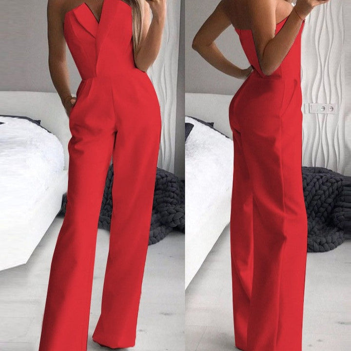Mirla | Röd ärmlös jumpsuit-Eva Jonsson