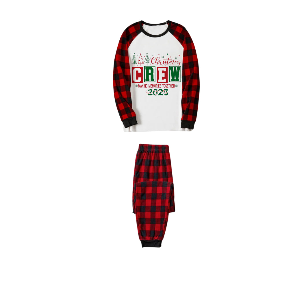 Mirla | Röd och Svart Rutig Julpyjamas-Set med Julgran och Christmas Crew Making Memories Together-Texttryck-Eva Jonsson