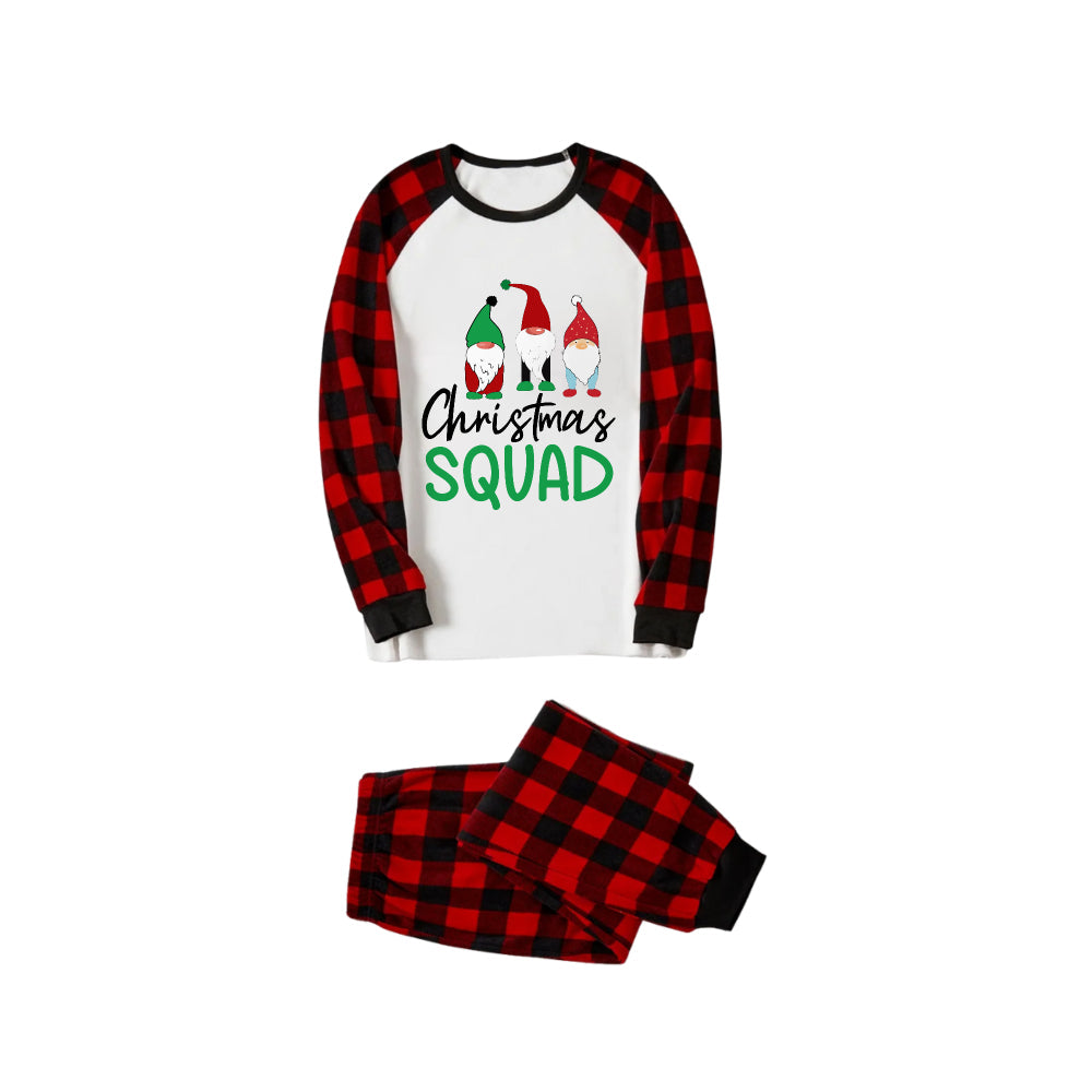 Mirla | Röd och Svart Rutigt Jul-Pyjamas-Set med Christmas Squad Tecknad Tryck-Eva Jonsson