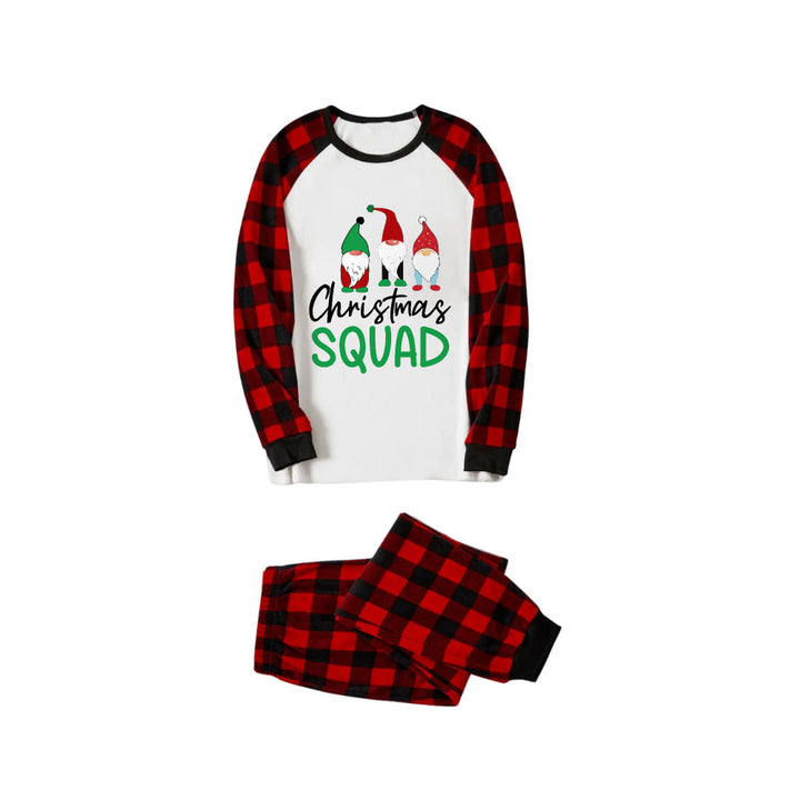 Mirla | Röd och Svart Rutigt Jul-Pyjamas-Set med Christmas Squad Tecknad Tryck-Eva Jonsson