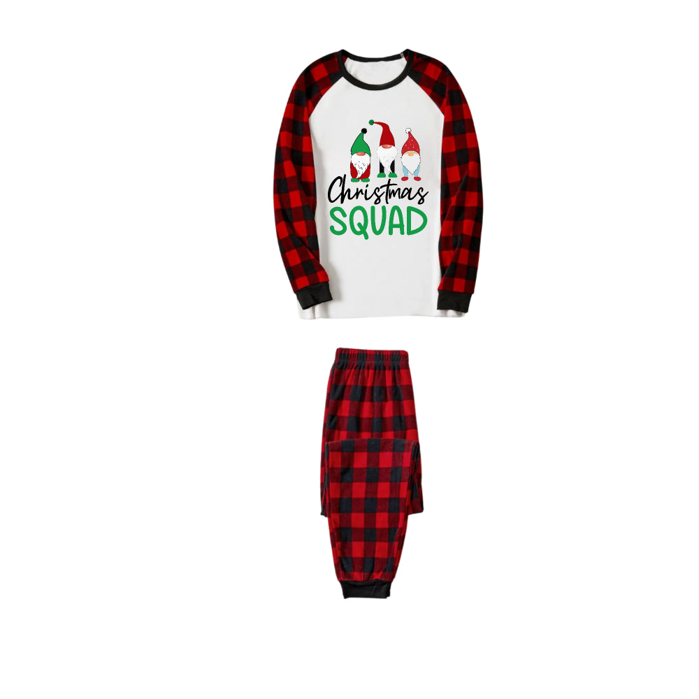 Mirla | Röd och Svart Rutigt Jul-Pyjamas-Set med Christmas Squad Tecknad Tryck-Eva Jonsson