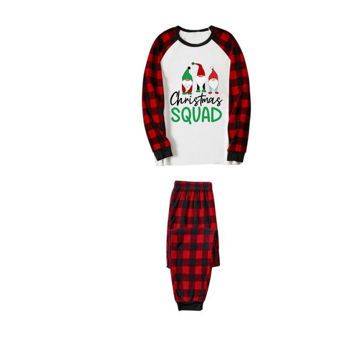 Mirla | Röd och Svart Rutigt Jul-Pyjamas-Set med Christmas Squad Tecknad Tryck-Eva Jonsson
