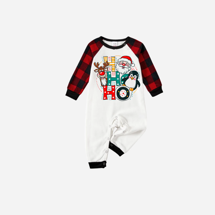 Mirla | Röd och Svart Rutigt Julpyjamas-Set med Ho Ho Ho Mönstertryck-Eva Jonsson