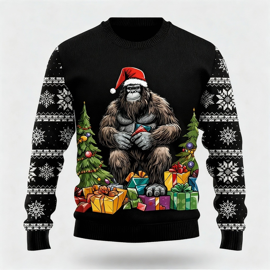 Mirla | Rolig Djur- & Julklappar-Mönsterdesign - Svart Holiday-Icon-Tröja-Eva Jonsson