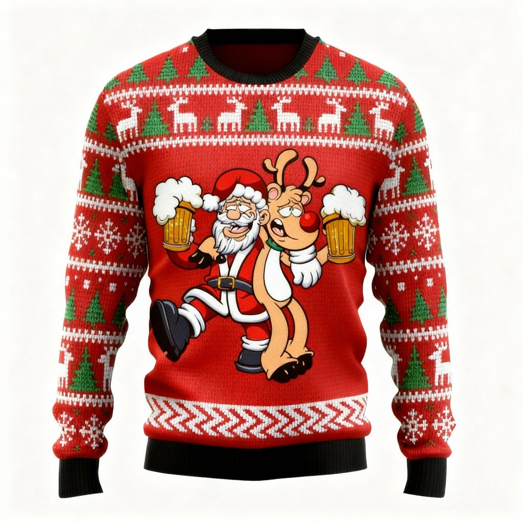 Mirla | Rolig Julklapp Santa Cartoon Mönster Tryck Sweatshirt - Ful & Bekväm Unisex Tröja-Eva Jonsson