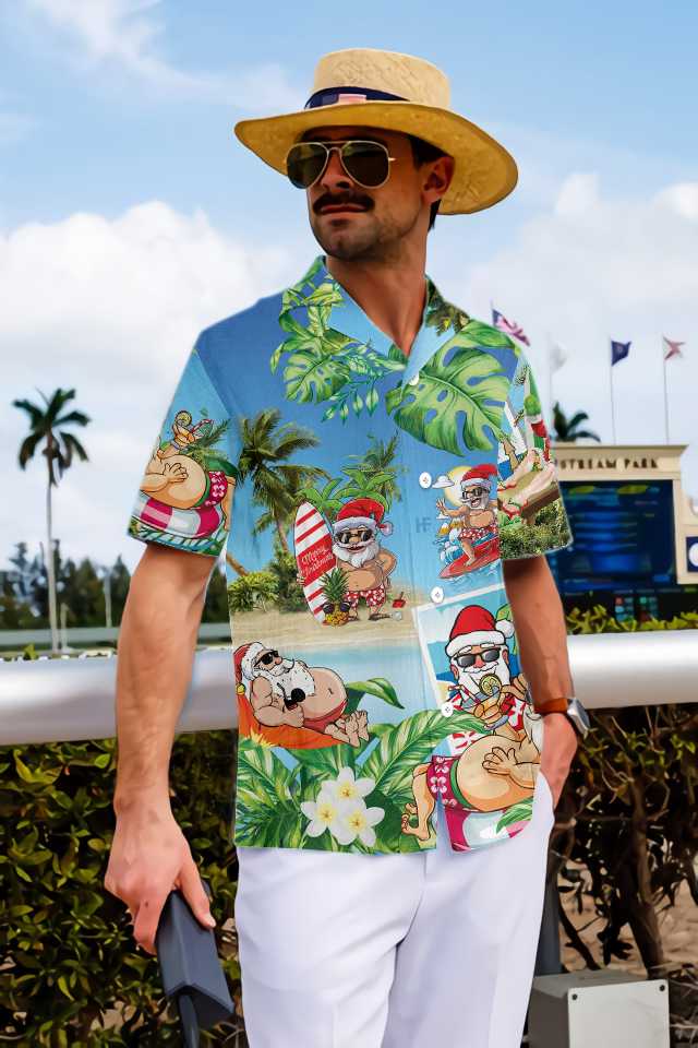 Mirla | Rolig Jultomte I Aloha-Hawaiianskjorta Jultomte-Hawaiianskjorta Bästa Presenten För Julen-Eva Jonsson