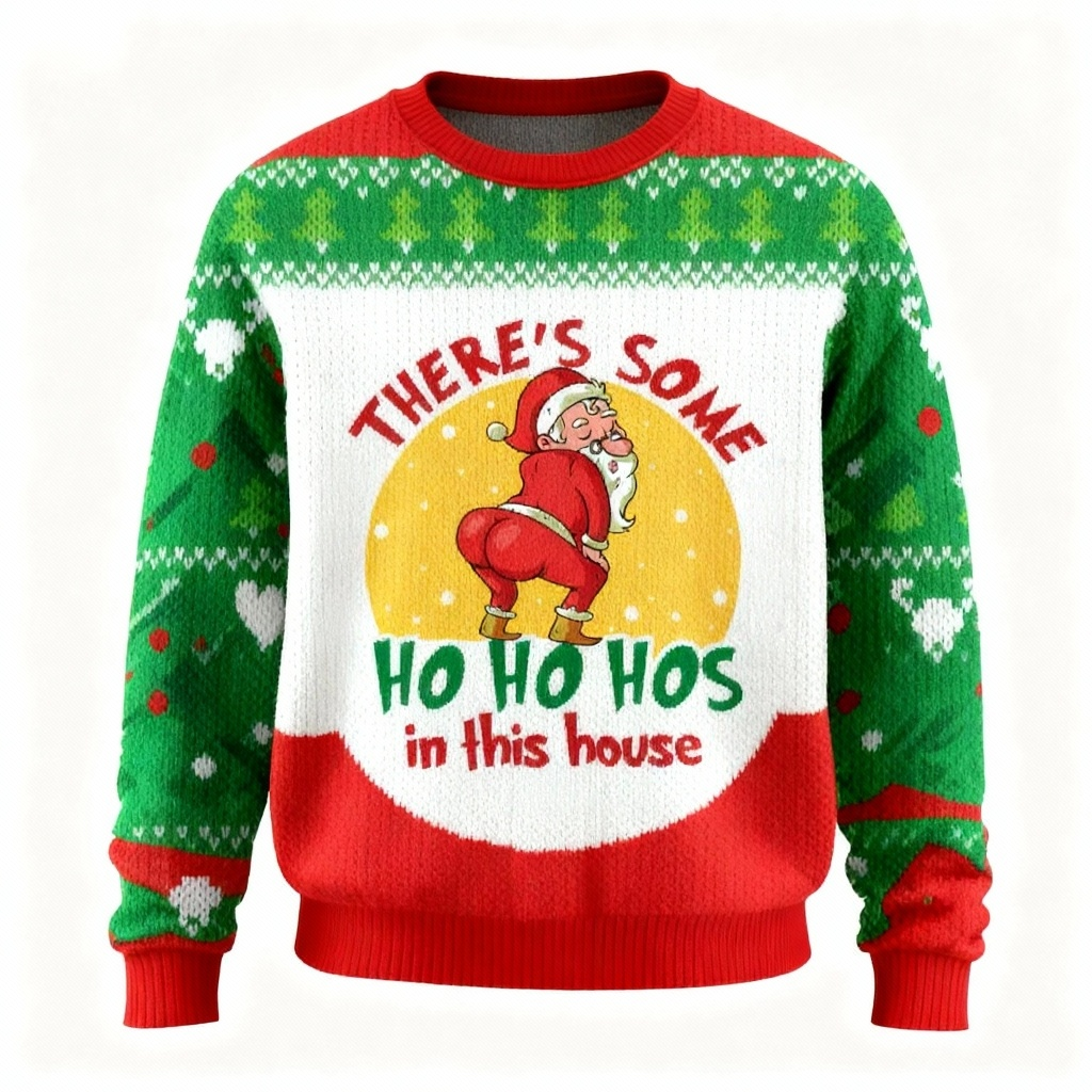Mirla | Roligt Jultomte-Print Unisex Ful Jultröja - Rolig Festtröja-Eva Jonsson