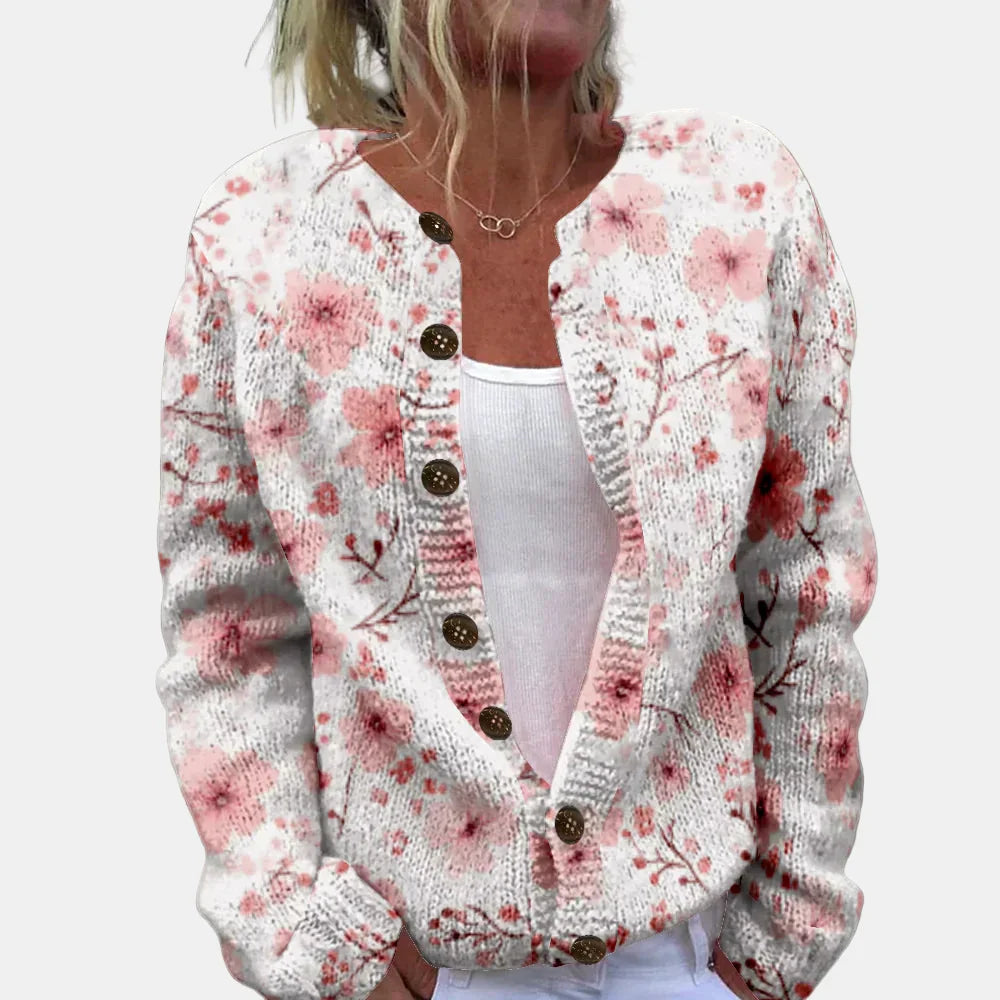 Mirla | Rosa Blommönster Cardigan-Eva Jonsson