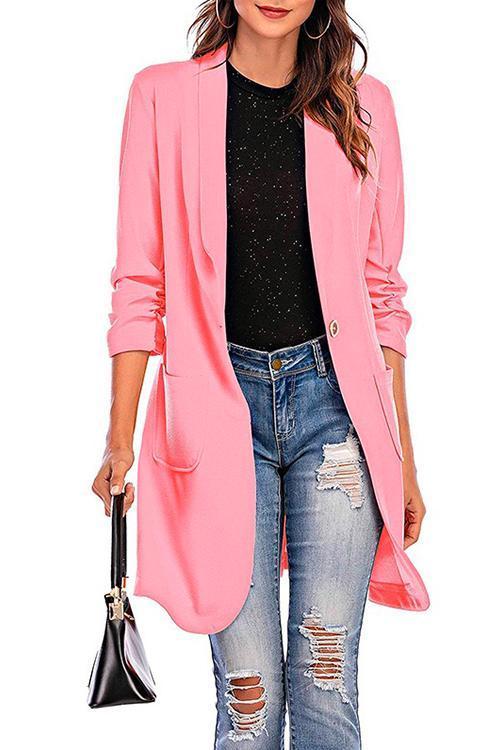 Mirla | Rosiedress 3/4 Ärm Rynkning En-Knapp Midi Kardiigan-Eva Jonsson