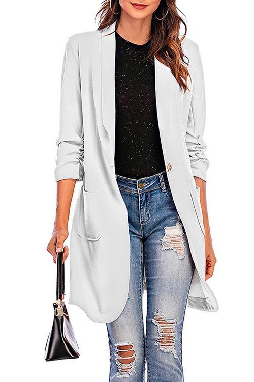 Mirla | Rosiedress 3/4 Ärm Rynkning En-Knapp Midi Kardiigan-Eva Jonsson