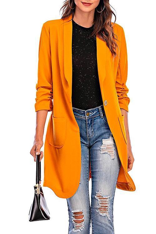 Mirla | Rosiedress 3/4 Ärm Rynkning En-Knapp Midi Kardiigan-Eva Jonsson