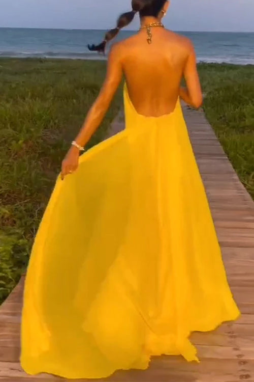 Mirla | Rosiedress Kedjor-Halter Öppen Rygg Maxi Swing Klänning-Eva Jonsson