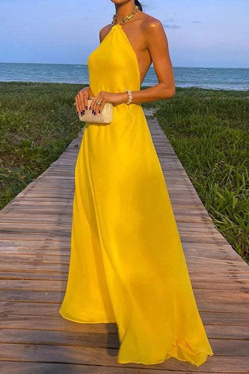 Mirla | Rosiedress Kedjor-Halter Öppen Rygg Maxi Swing Klänning-Eva Jonsson