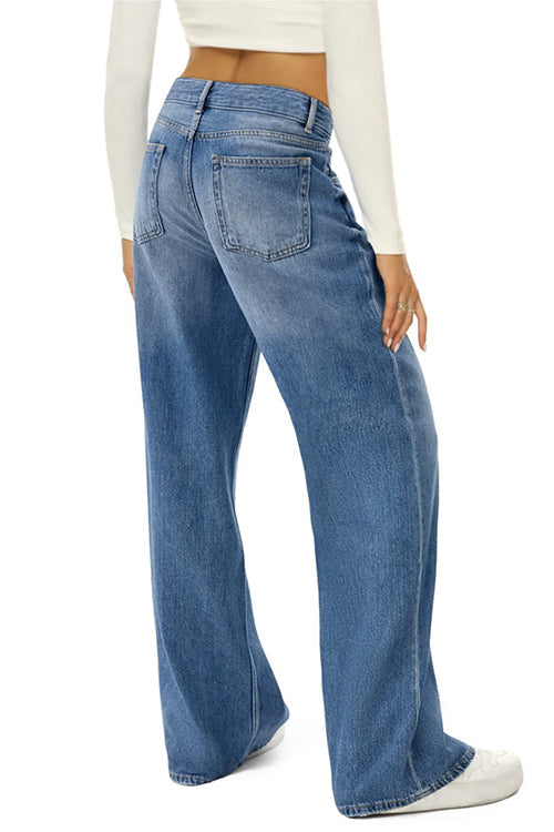 Mirla | Rosiedress Lättsamma Vida Benbyxor Av Trasig Denim-Eva Jonsson