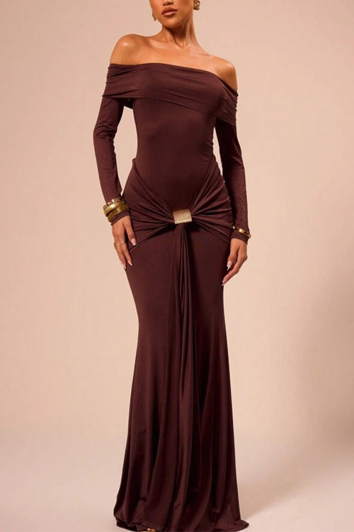 Mirla | Rosiedress Off Shoulder Knytdesign Fram Bodycon Maxi Festklänning-Eva Jonsson