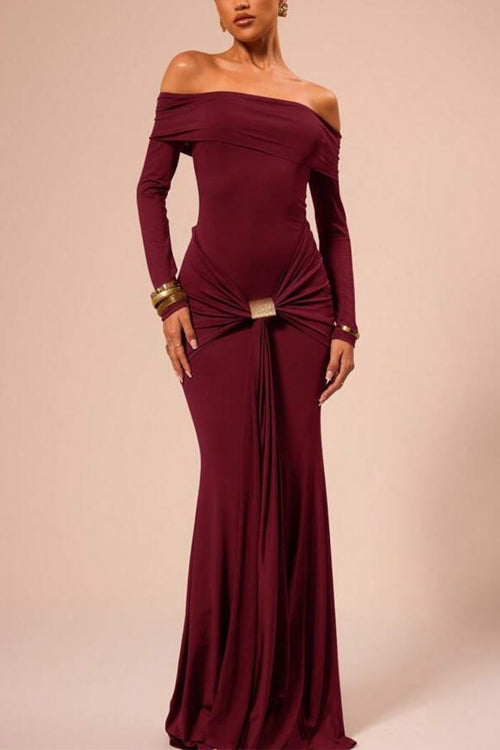 Mirla | Rosiedress Off Shoulder Knytdesign Fram Bodycon Maxi Festklänning-Eva Jonsson