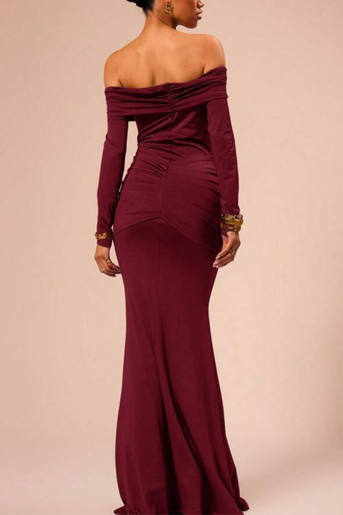 Mirla | Rosiedress Off Shoulder Knytdesign Fram Bodycon Maxi Festklänning-Eva Jonsson
