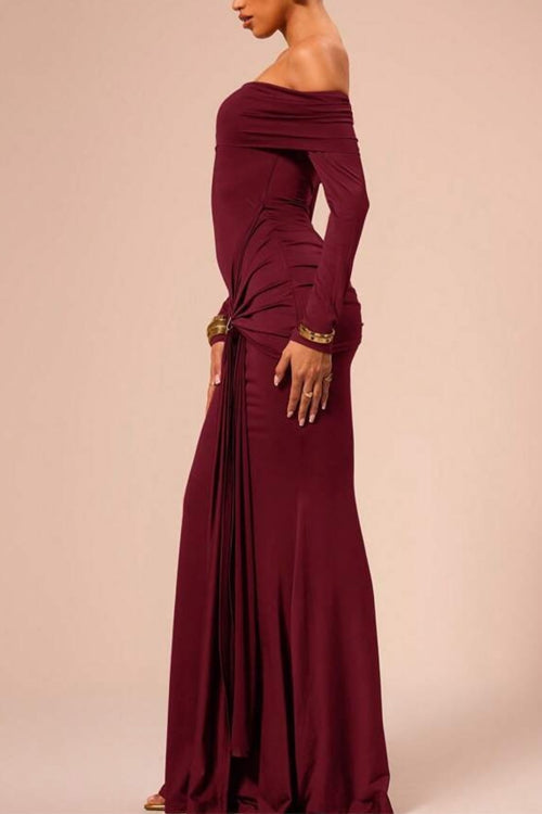 Mirla | Rosiedress Off Shoulder Knytdesign Fram Bodycon Maxi Festklänning-Eva Jonsson