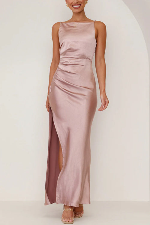 Mirla | Rosiedress Rygglös Sidslits Maxi Cami Klänning-Eva Jonsson