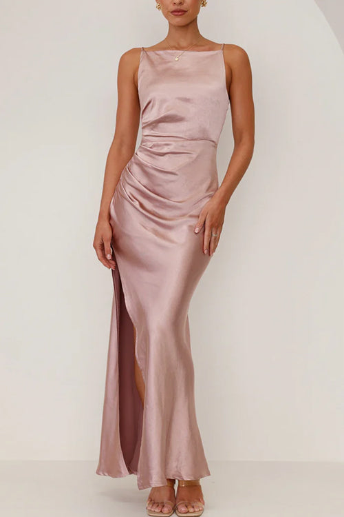 Mirla | Rosiedress Rygglös Sidslits Maxi Cami Klänning-Eva Jonsson