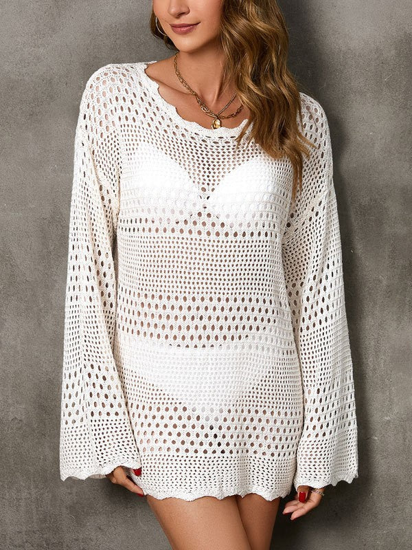 Mirla | Rosiedress Ryggutskärning Hålstickad Cover-Up Klänning-Eva Jonsson