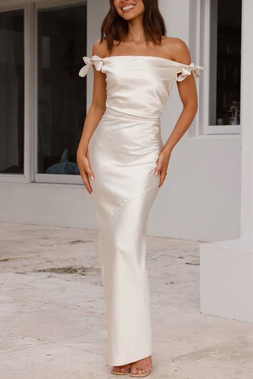 Mirla | Rosiedress Slips Knut Off-Shoulder Maxi Festklänning-Eva Jonsson