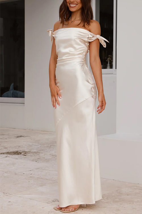 Mirla | Rosiedress Slips Knut Off-Shoulder Maxi Festklänning-Eva Jonsson