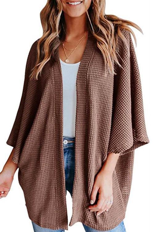 Mirla | Rosiedress Solid 3/4 Ärmar Öppen Framsida Kimono Cardigan-Eva Jonsson