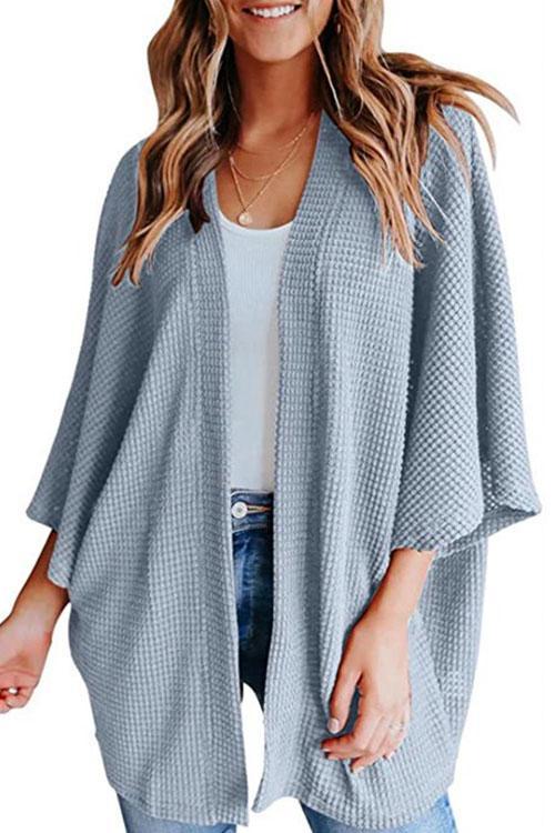 Mirla | Rosiedress Solid 3/4 Ärmar Öppen Framsida Kimono Cardigan-Eva Jonsson